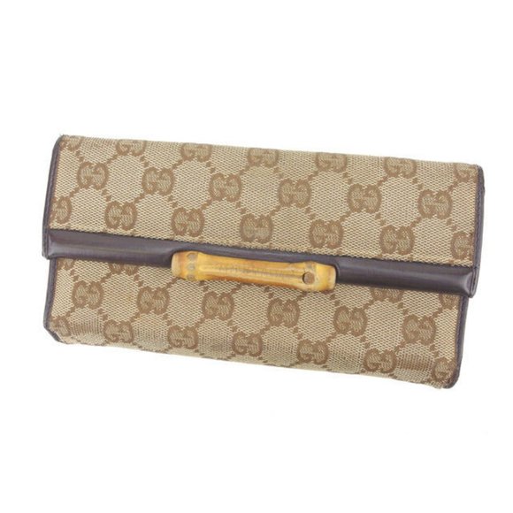 Gucci Wallet Purse Long Wallet G logos Beige Brown Woman Authentic Used Y4136 - Picture 1 of 6